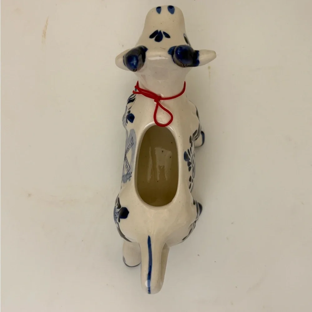 Charming Vintage Hand-painted  Delft Holland Blue and White Ceramic Cow Creamer